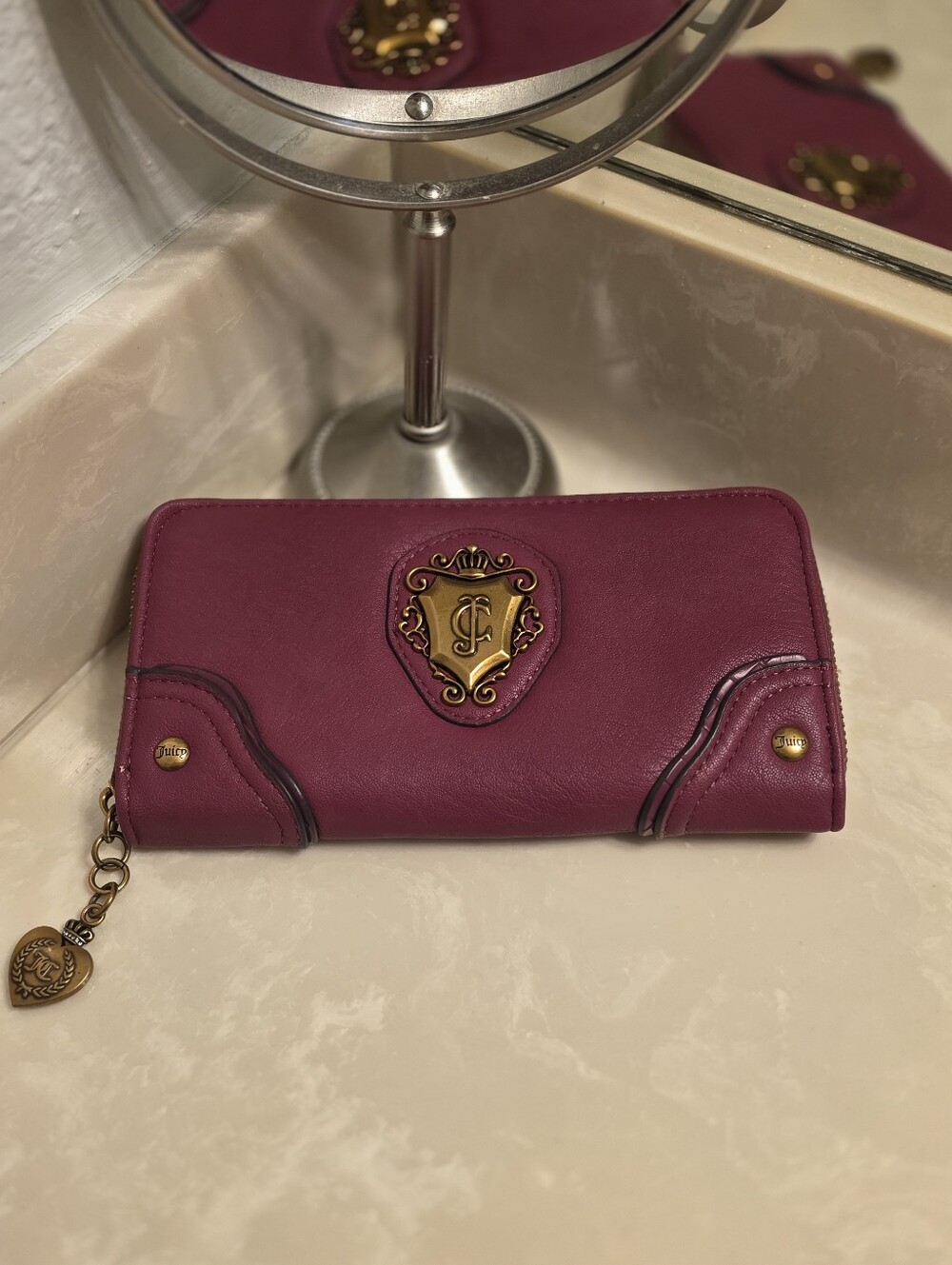 Juicy Couture Pink and Gold Zippered Wallet